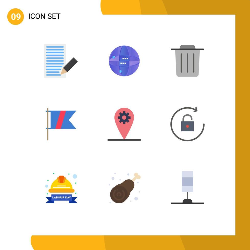 Set of 9 Modern UI Icons Symbols Signs for geo flag globe sport golf Editable Vector Design Elements