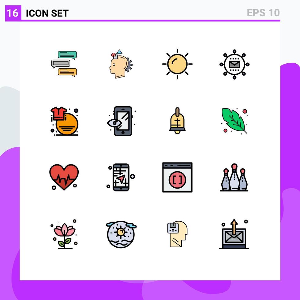 16 Creative Icons Modern Signs and Symbols of promotion media idea mail sun Editable Creative Vector Design Elements