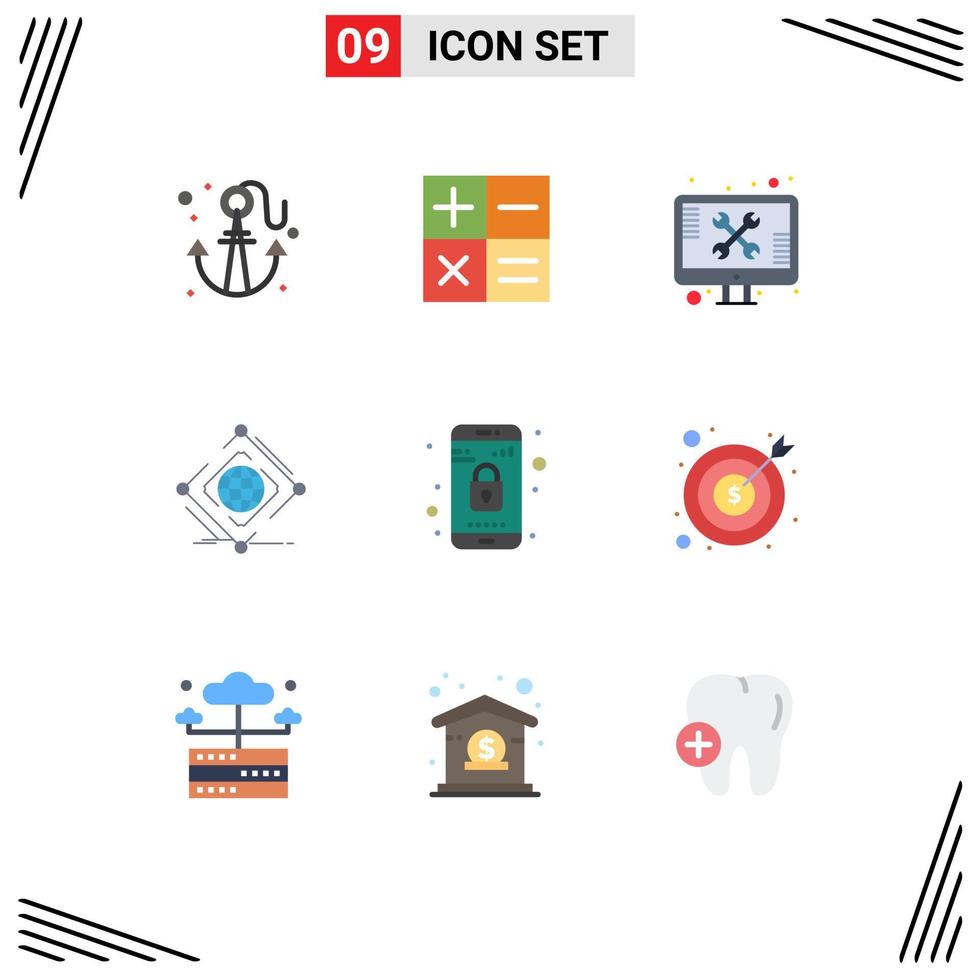 9 Universal Flat Colors Set for Web and Mobile Applications app net screen internet complex Editable Vector Design Elements