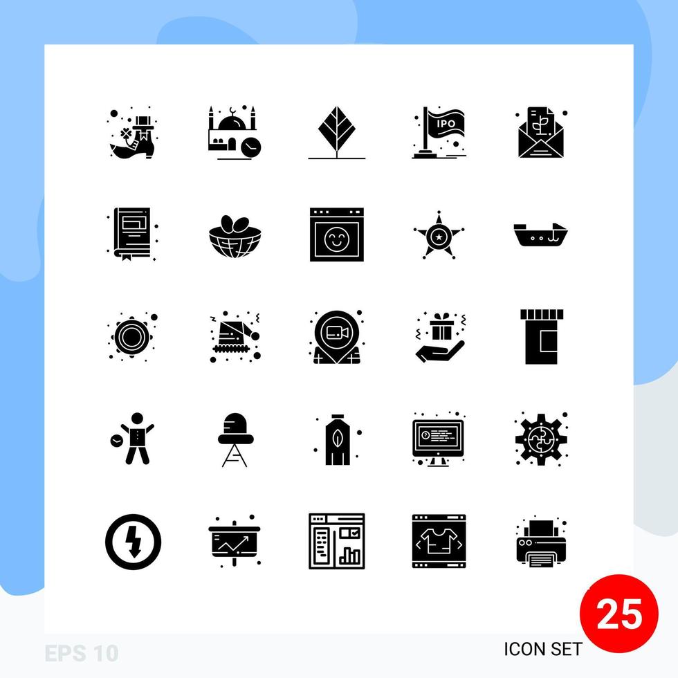 Set of 25 Commercial Solid Glyphs pack for message bar feather stock ipo Editable Vector Design Elements