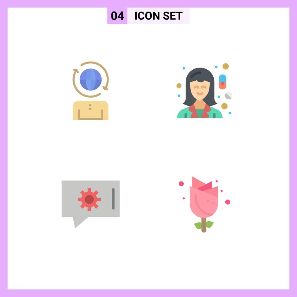 Set of 4 Modern UI Icons Symbols Signs for business chat preferences modern medicine chat support Editable Vector Design Elements