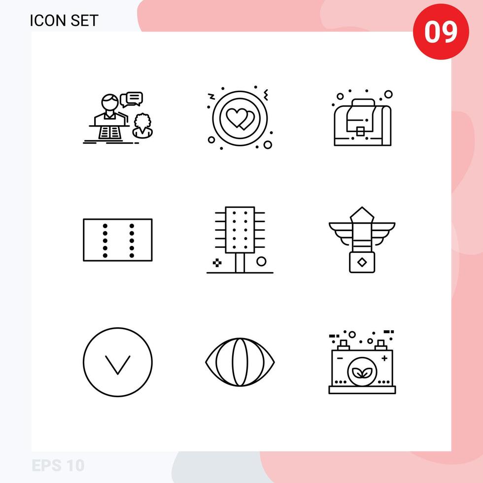 Stock Vector Icon Pack of 9 Line Signs and Symbols for spa salon cosmetics business comb minimize Editable Vector Design Elements