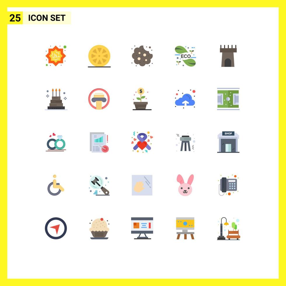 User Interface Pack of 25 Basic Flat Colors of science green lemon energy food Editable Vector Design Elements