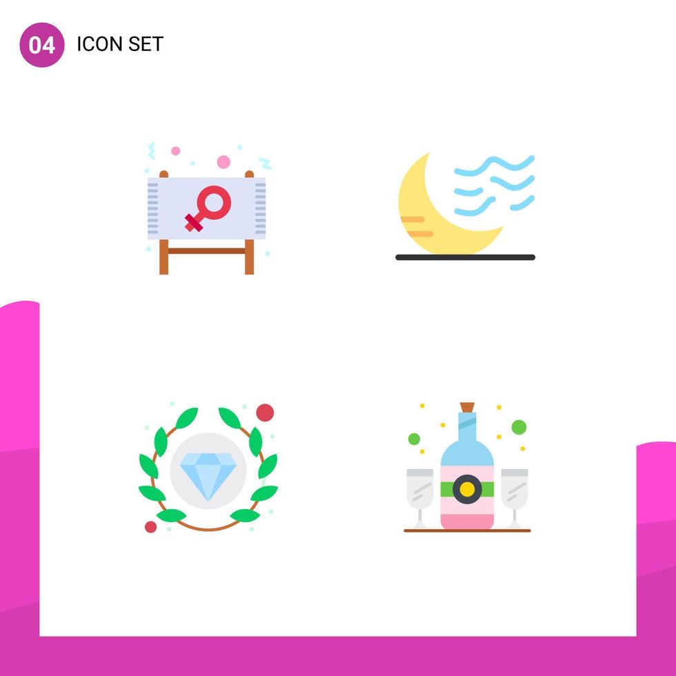 4 Universal Flat Icon Signs Symbols of ad weather message moon quality Editable Vector Design Elements