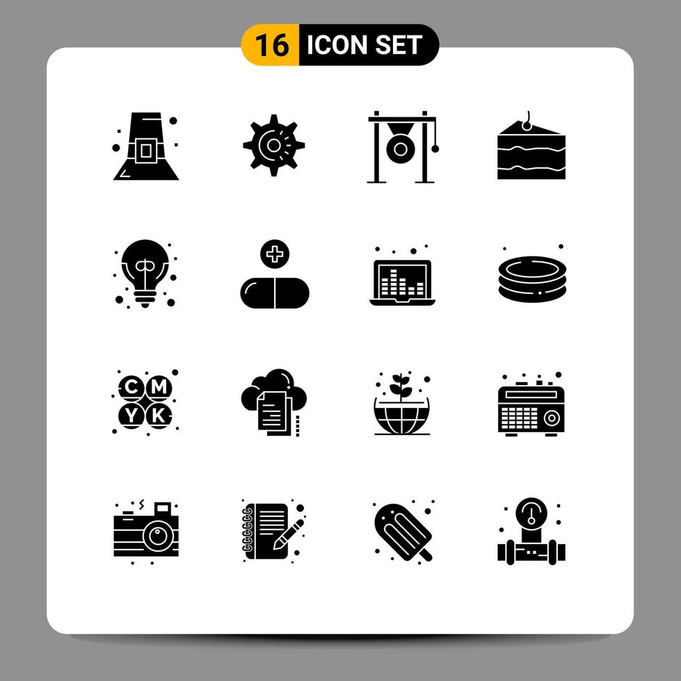 conjunto de 16 iconos modernos de la interfaz de usuario símbolos signos para una gran idea comer audio bebida sonido elementos de diseño vectorial editables vector