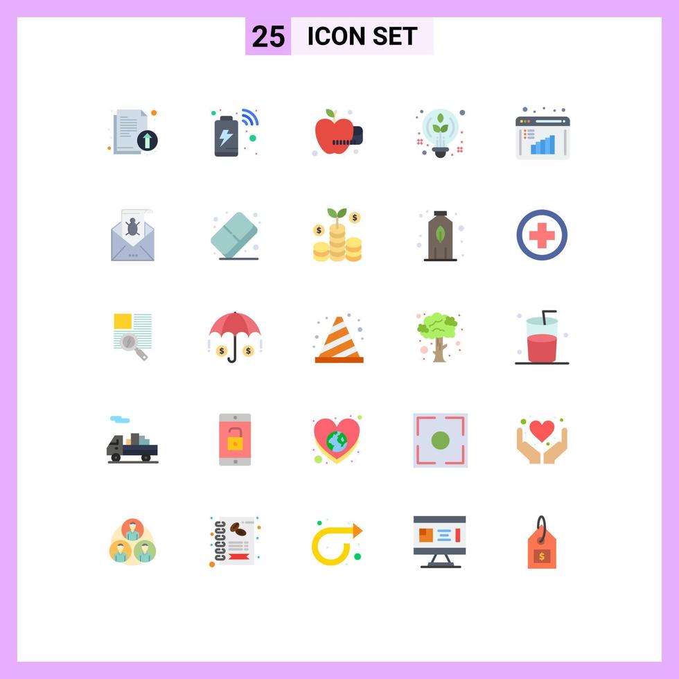 Group of 25 Modern Flat Colors Set for data computation business report internet bulb design Editable Vector Design Elements