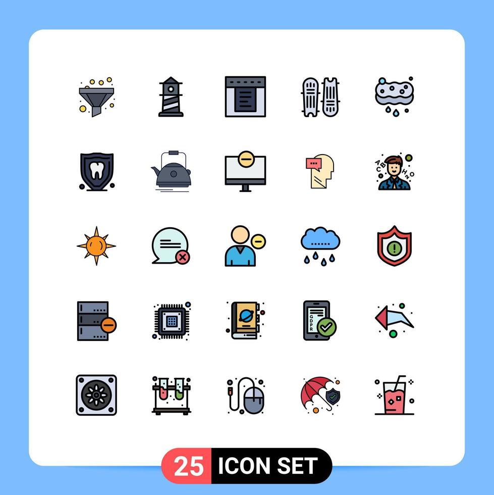 conjunto de 25 iconos modernos de la interfaz de usuario símbolos signos para lavado limpieza web limpio equipo de cricket elementos de diseño vectorial editables vector