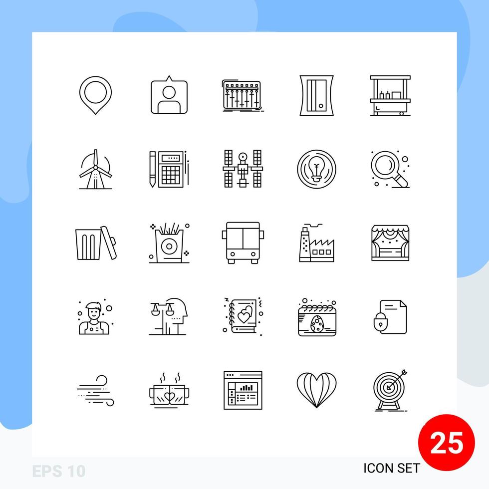 25 Universal Lines Set for Web and Mobile Applications park drink dj tool education Editable Vector Design Elements