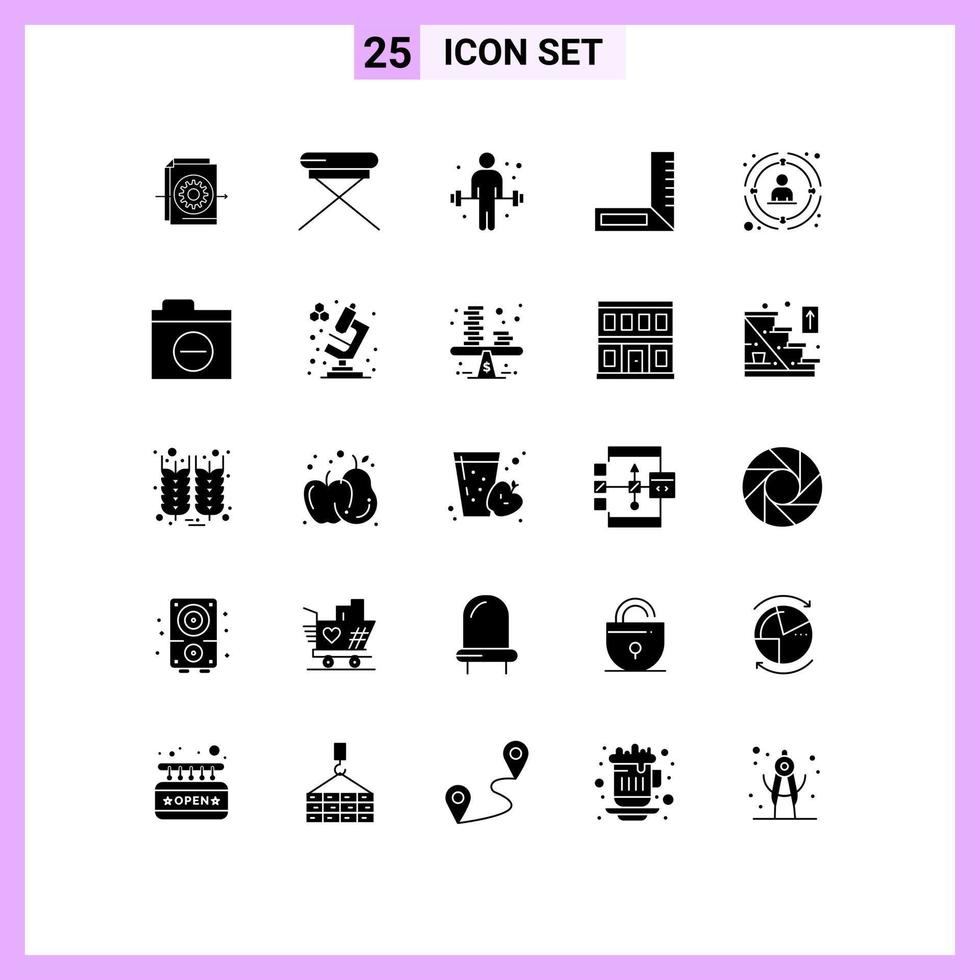 User Interface Pack of 25 Basic Solid Glyphs of network link dumbbell engineering carpenter Editable Vector Design Elements