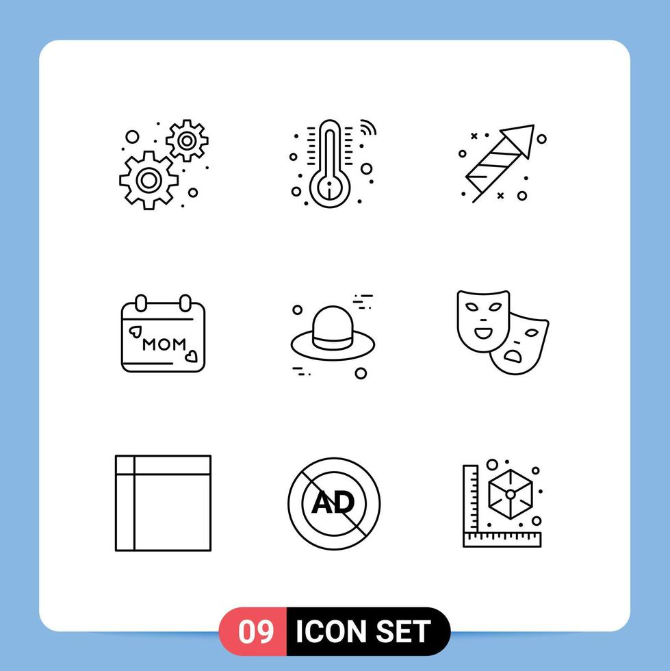 Modern Set of 9 Outlines and symbols such as canada hat celebration love day Editable Vector Design Elements