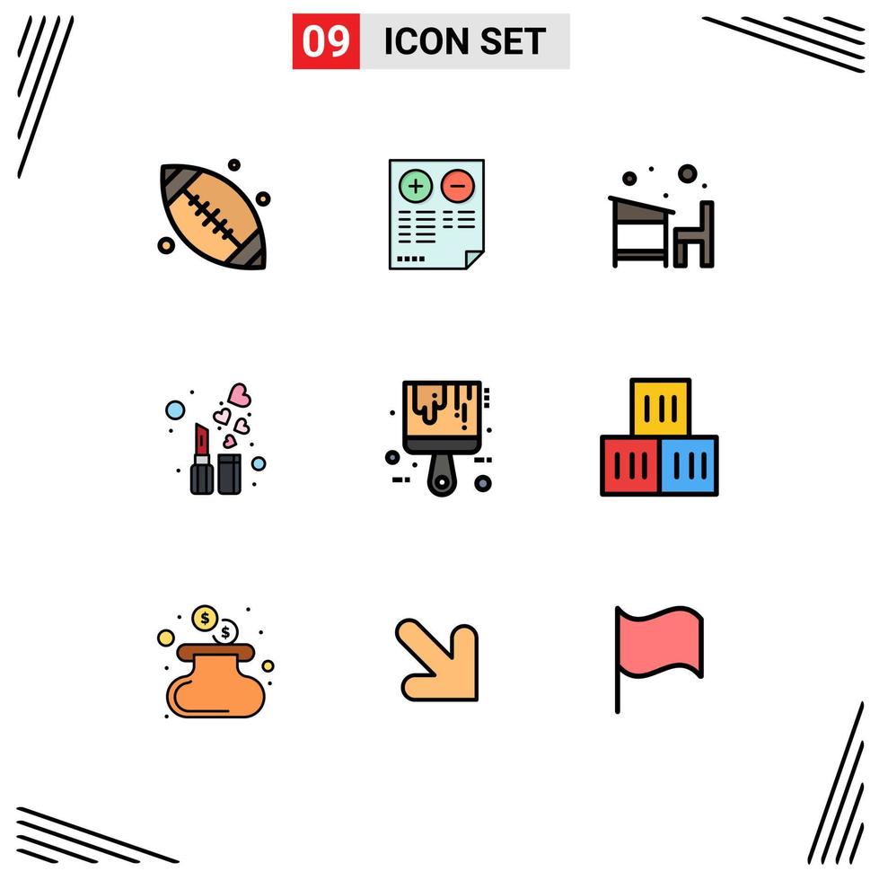 9 Creative Icons Modern Signs and Symbols of lip stick cosmetic minus beauty learn Editable Vector Design Elements