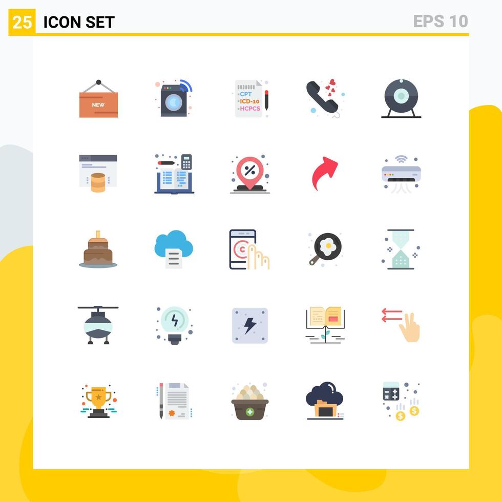 25 Thematic Vector Flat Colors and Editable Symbols of devices cam health phone call communication Editable Vector Design Elements