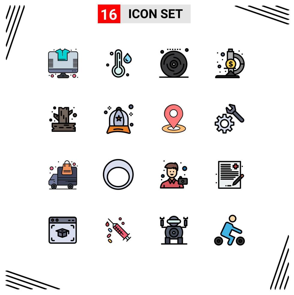 16 iconos creativos signos y símbolos modernos de madera camping celebración rama microscopio elementos de diseño de vectores creativos editables