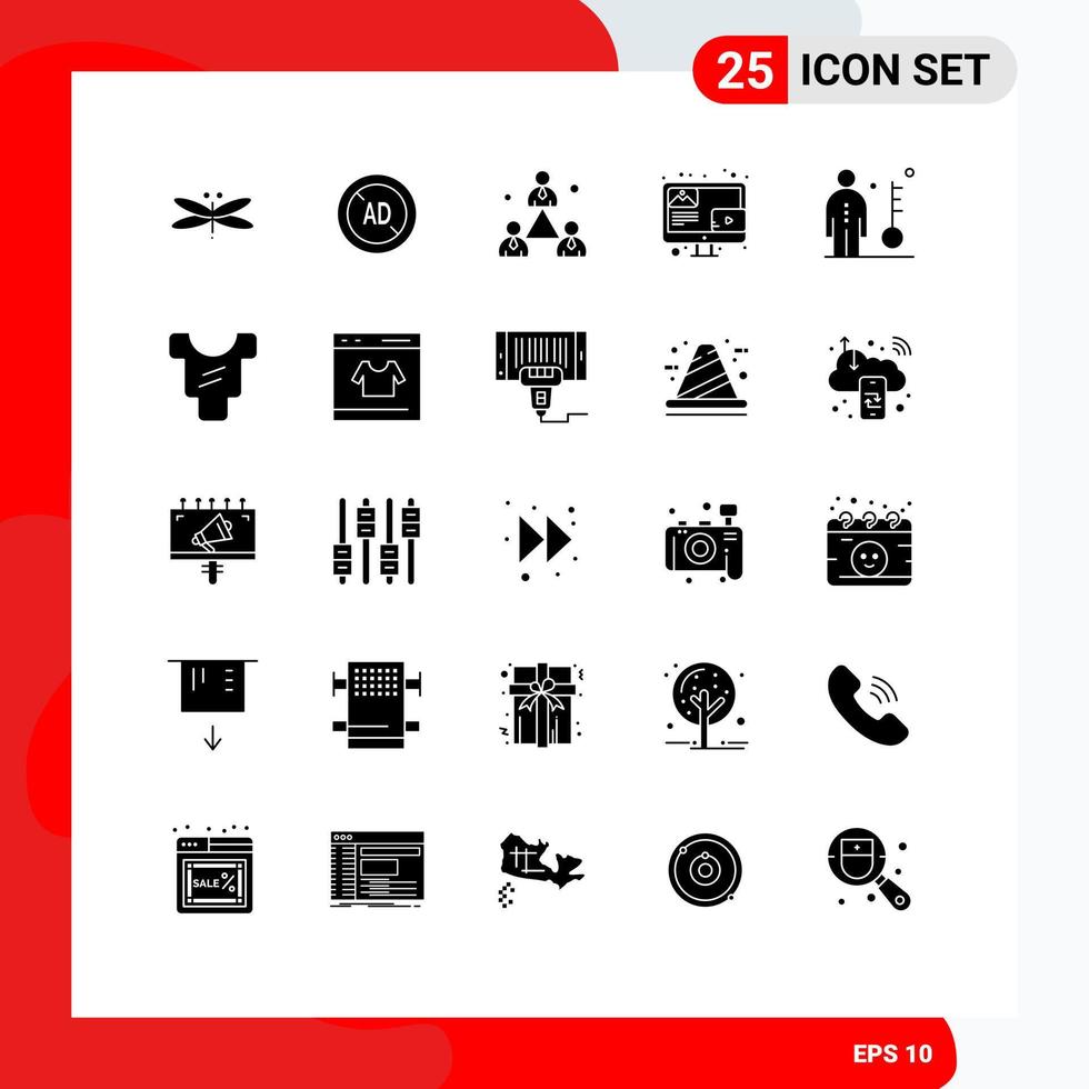 Universal Icon Symbols Group of 25 Modern Solid Glyphs of employee content digital blogging modern Editable Vector Design Elements