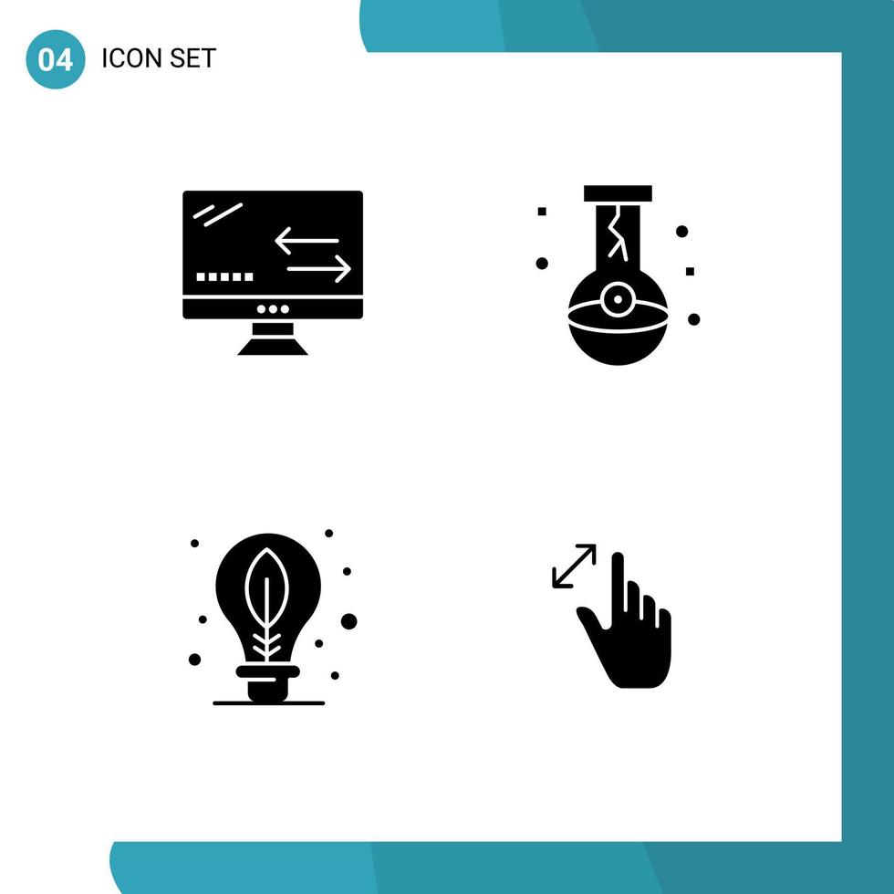 User Interface Pack of 4 Basic Solid Glyphs of cloud earth technology flask bulb Editable Vector Design Elements