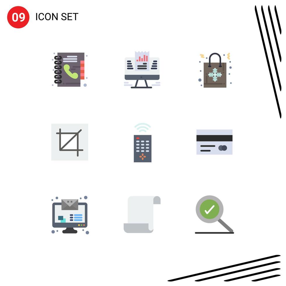 9 Thematic Vector Flat Colors and Editable Symbols of tool interface data design hand bag Editable Vector Design Elements