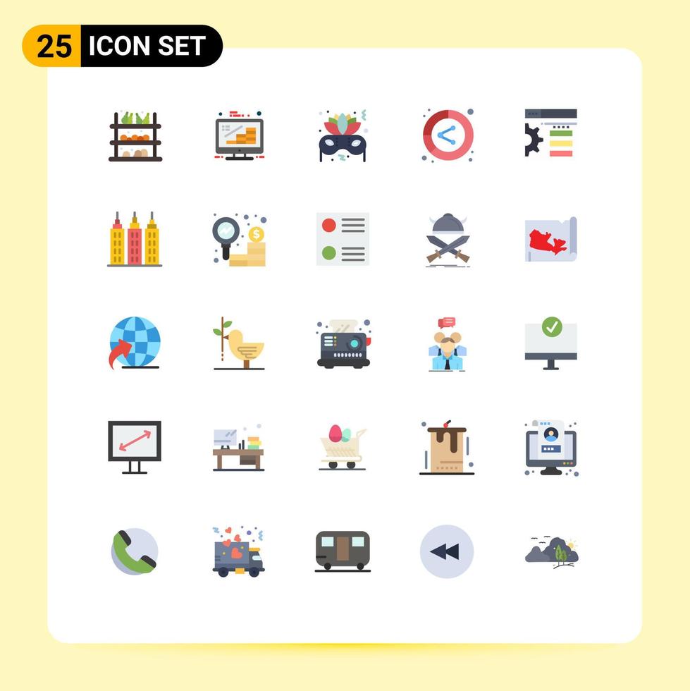 Universal Icon Symbols Group of 25 Modern Flat Colors of design lead management data analysis Editable Vector Design Elements