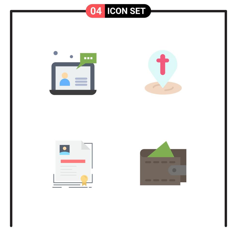 Flat Icon Pack of 4 Universal Symbols of support contract customer map business Editable Vector Design Elements