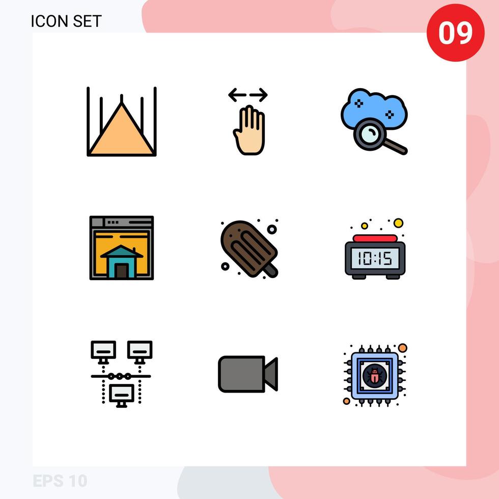 Modern Set of 9 Filledline Flat Colors and symbols such as layout sell right home cloud search Editable Vector Design Elements