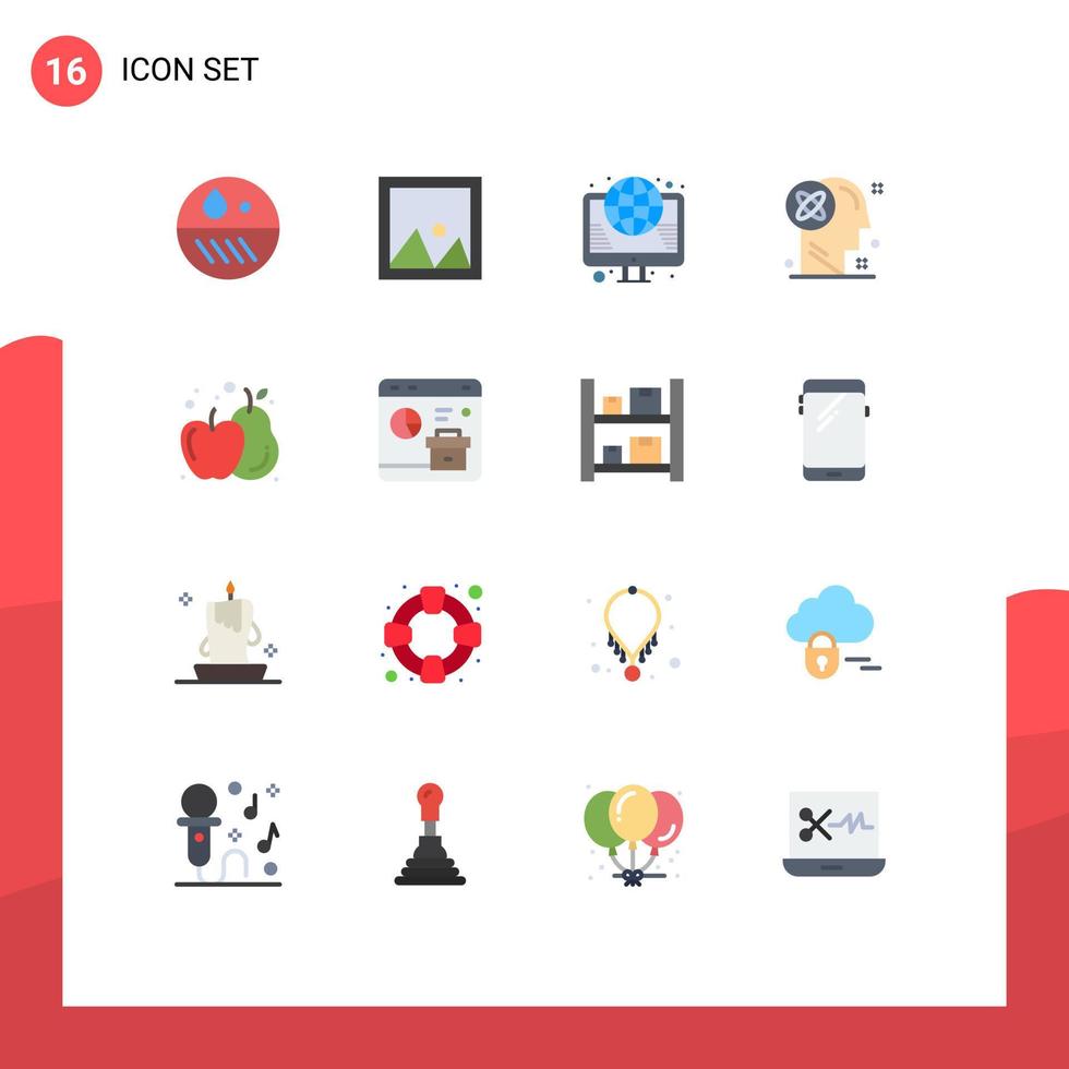 16 Thematic Vector Flat Colors and Editable Symbols of solution mind photo user web Editable Pack of Creative Vector Design Elements