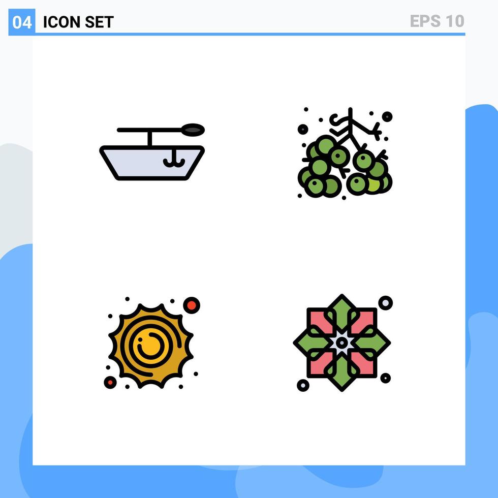 4 Filledline Flat Color concept for Websites Mobile and Apps boat ribbon summer astronomy design Editable Vector Design Elements
