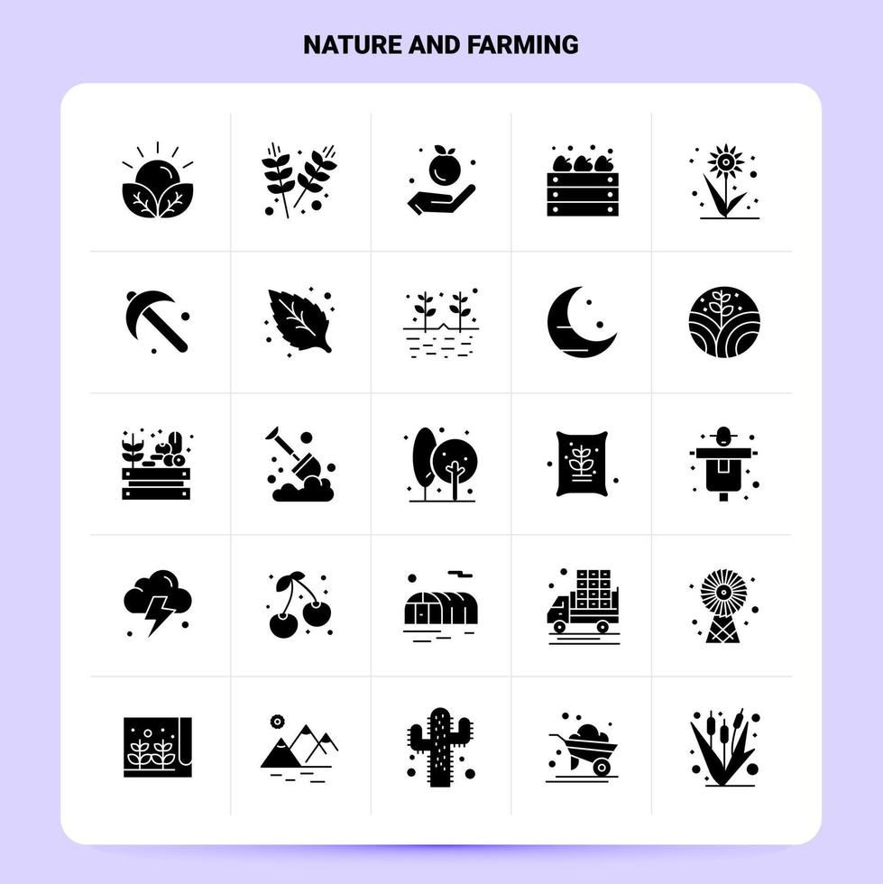 Solid 25 Nature And Farming Icon set Vector Glyph Style Design Black Icons Set Web and Mobile Business ideas design Vector Illustration