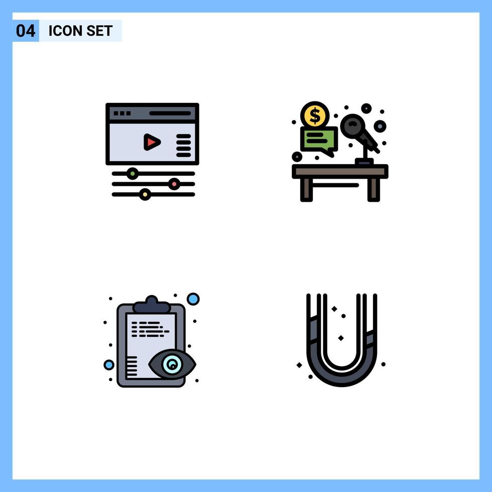 4 Creative Icons Modern Signs and Symbols of creative eye web desk view Editable Vector Design Elements