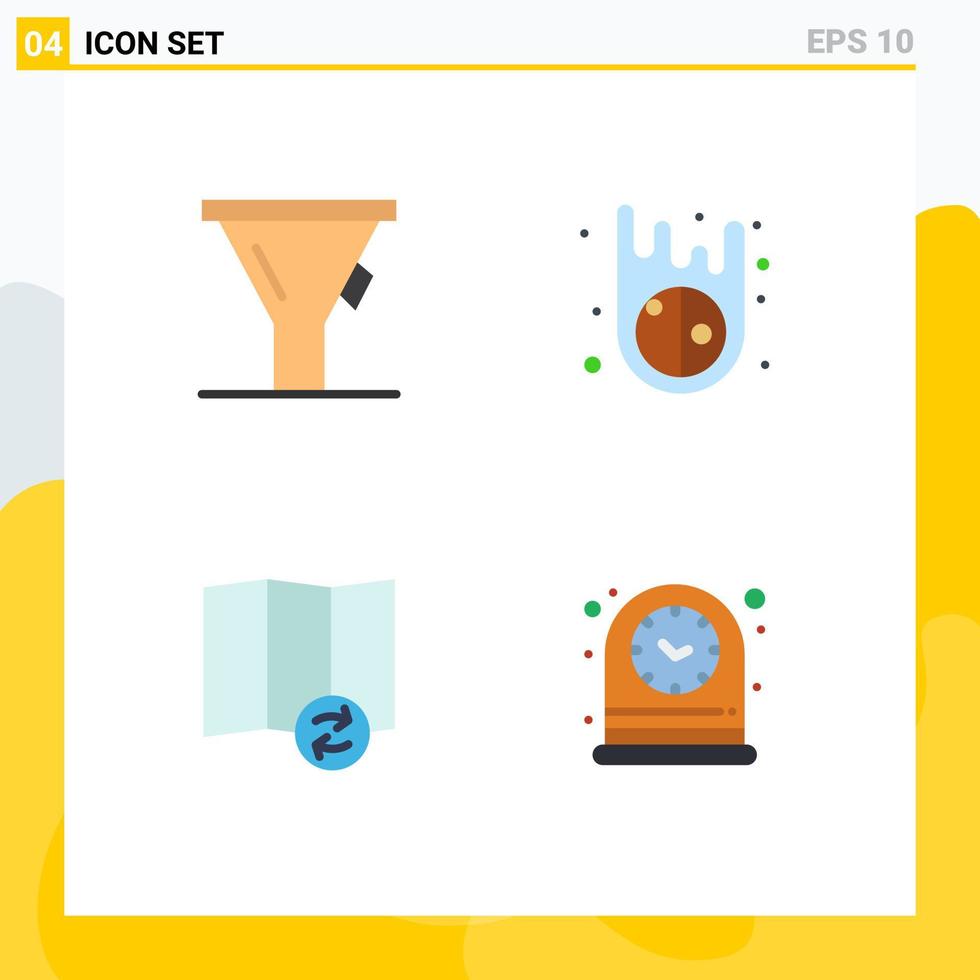 4 Thematic Vector Flat Icons and Editable Symbols of liter clock asteroids map time Editable Vector Design Elements
