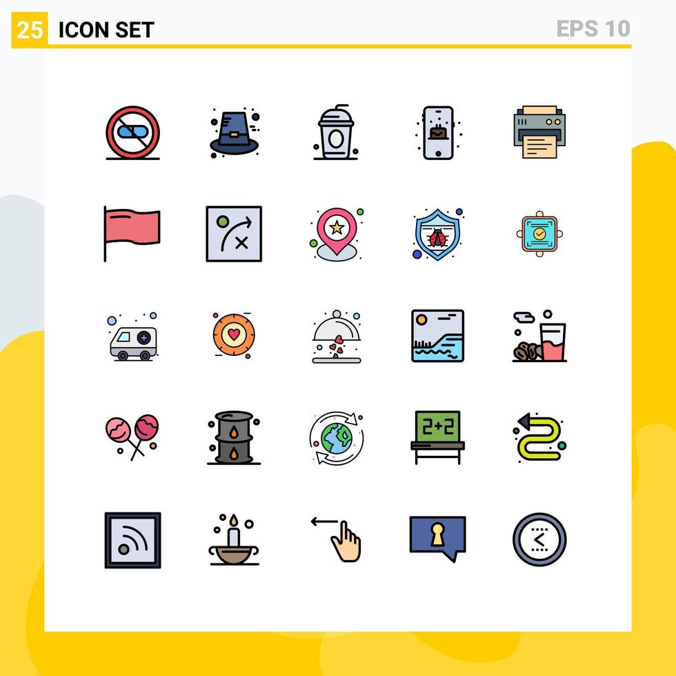 Set of 25 Modern UI Icons Symbols Signs for printing printer thanksgiving cake birthday Editable Vector Design Elements