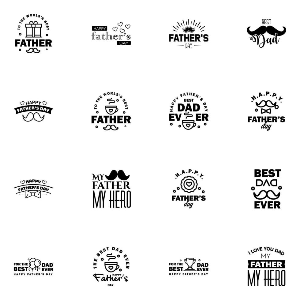 Happy fathers day 16 Black Lettering happy fathers day Editable Vector Design Elements
