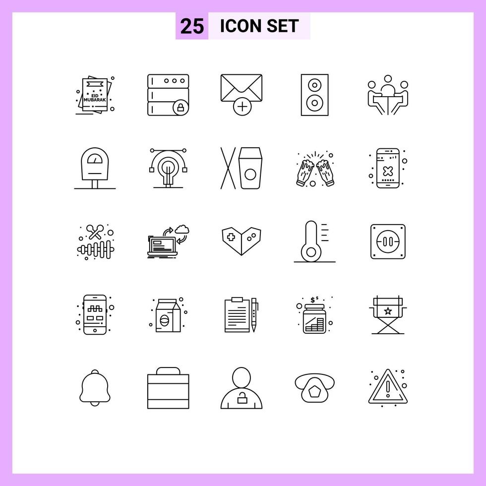 Mobile Interface Line Set of 25 Pictograms of businessman technology mail speaker electronics Editable Vector Design Elements