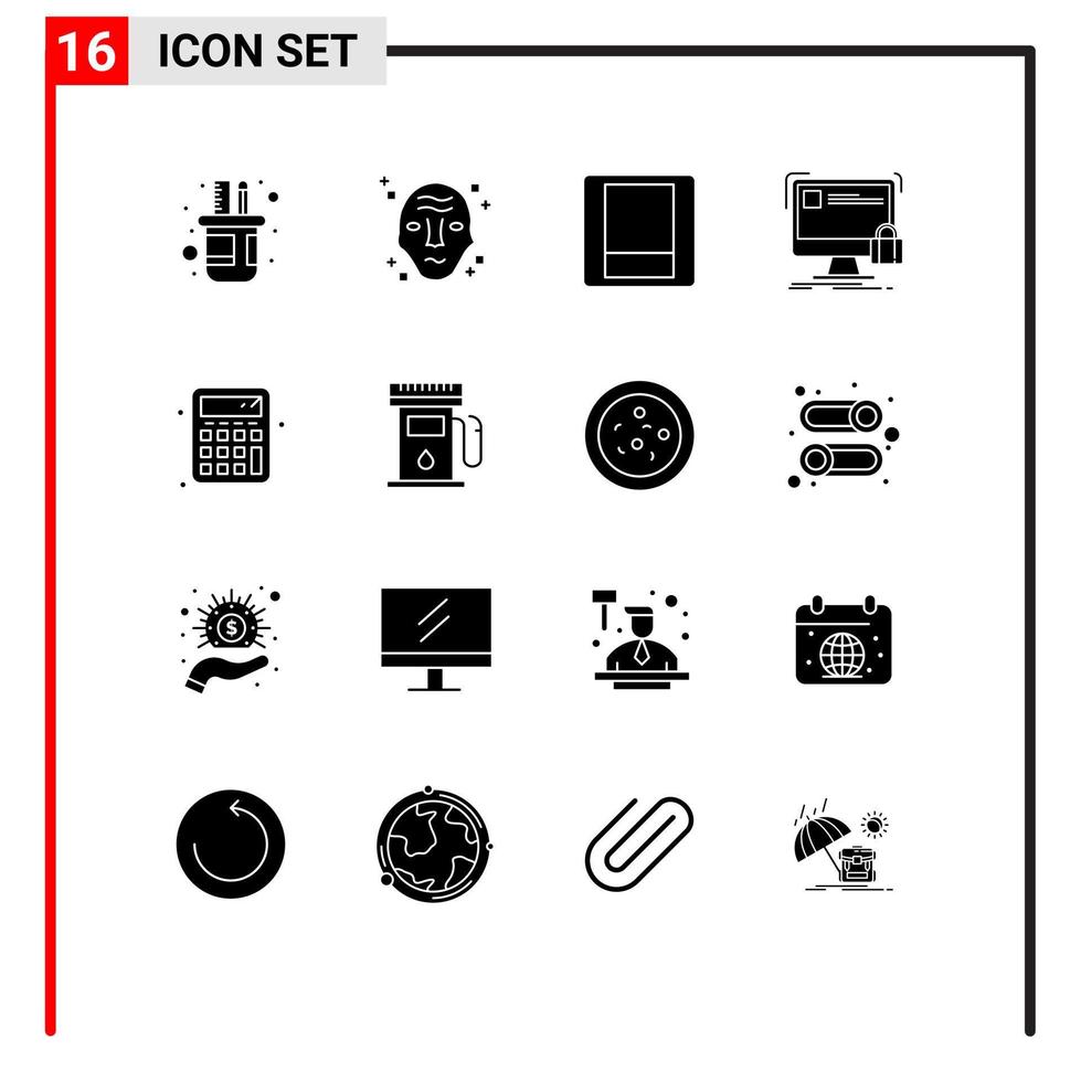16 User Interface Solid Glyph Pack of modern Signs and Symbols of back to school safety ufo lock protect Editable Vector Design Elements