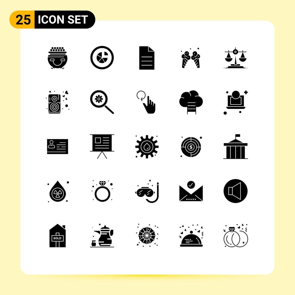25 Thematic Vector Solid Glyphs and Editable Symbols of american ice pie icecream user Editable Vector Design Elements