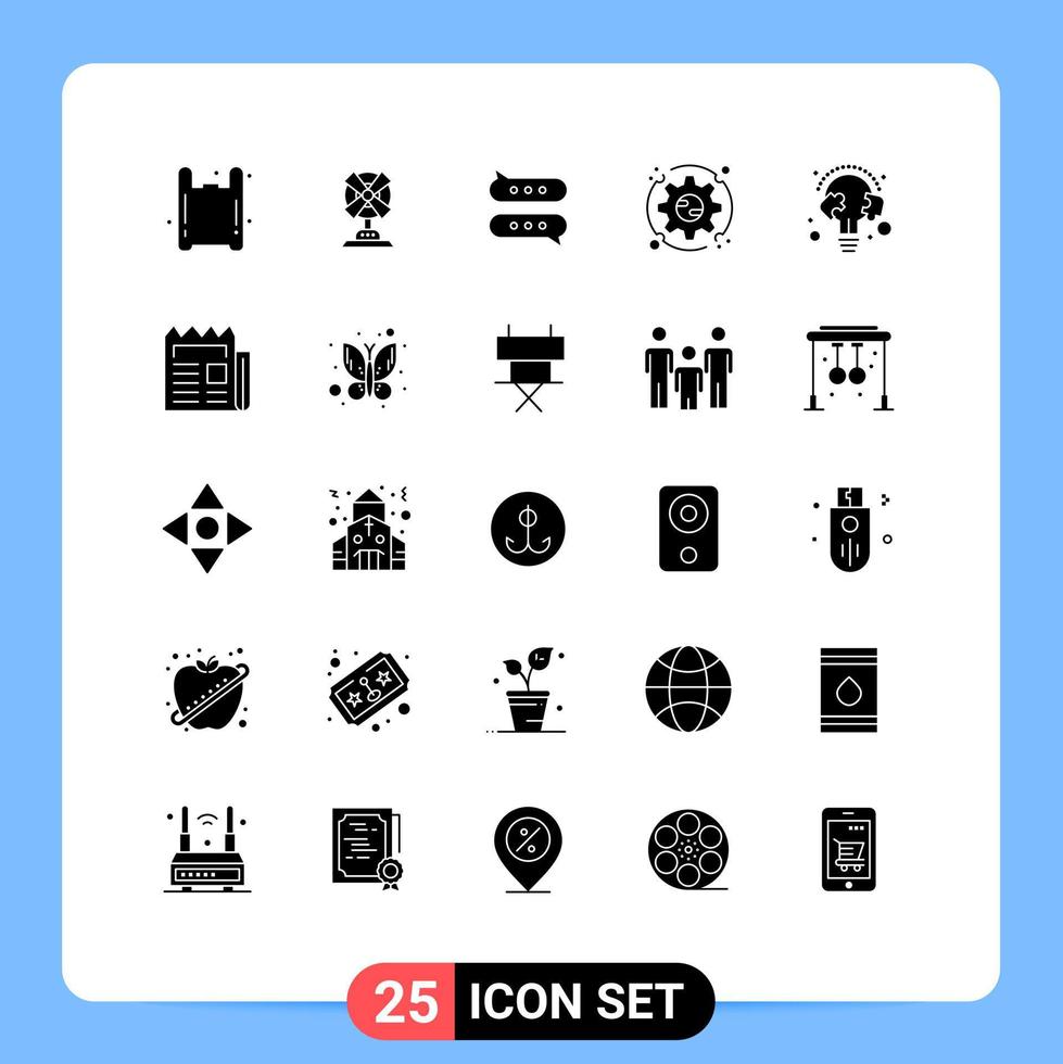 Set of 25 Modern UI Icons Symbols Signs for learn options bubble setup preferences Editable Vector Design Elements