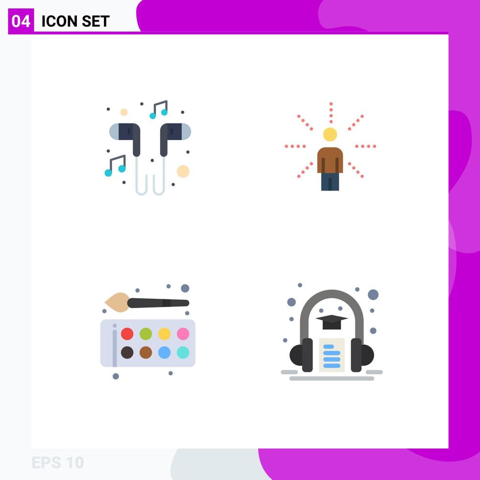 Modern Set of 4 Flat Icons Pictograph of hand free sense smartphone feel color Editable Vector Design Elements
