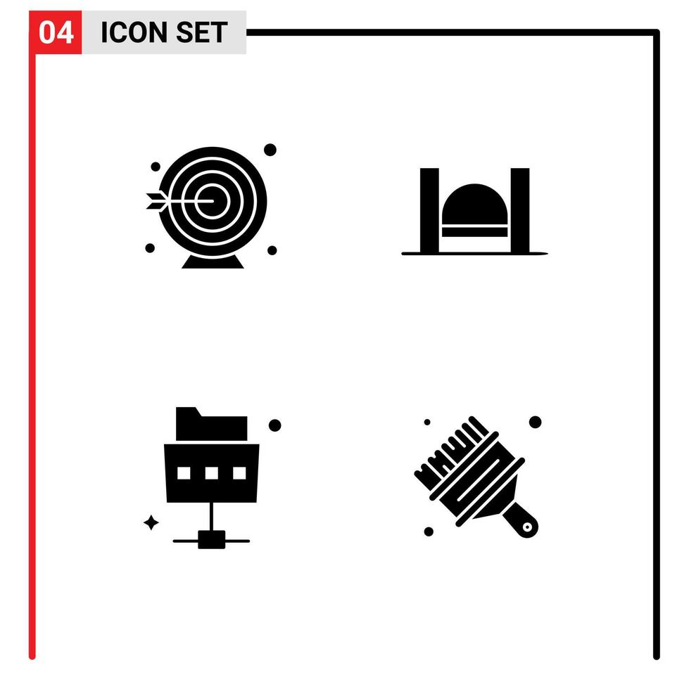 4 Universal Solid Glyph Signs Symbols of darts file bridge industrial art Editable Vector Design Elements