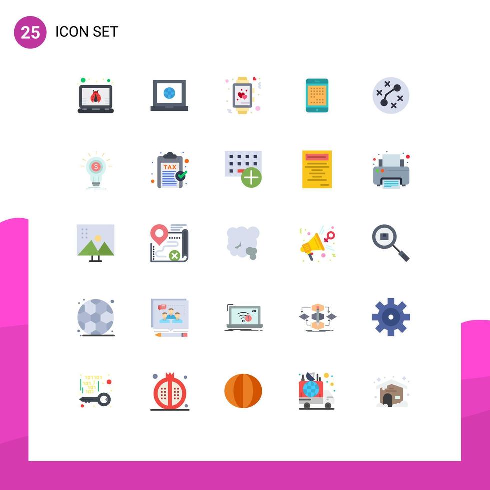 Editable Vector Line Pack of 25 Simple Flat Colors of bacteria ipad time digital computer Editable Vector Design Elements