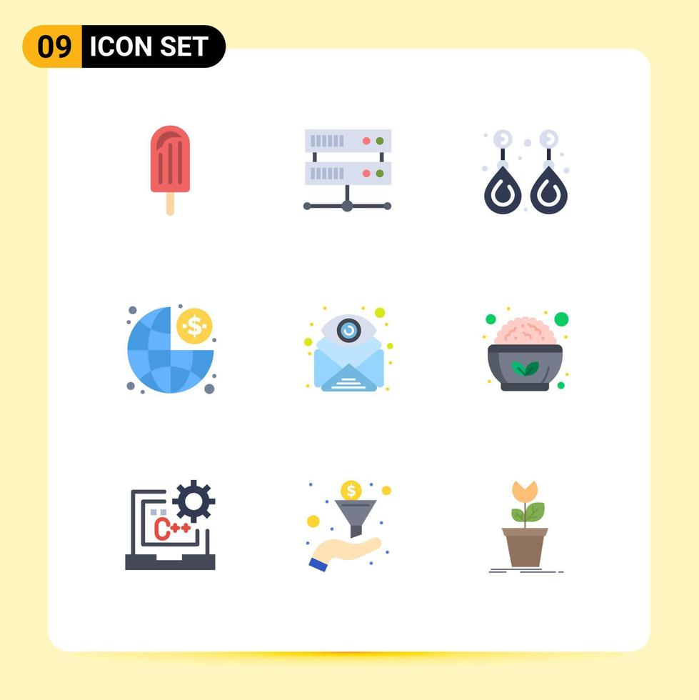 paquete de iconos de vector de stock de 9 signos y símbolos de línea para elementos de diseño de vector editables de negocio de gestión de moda de dólar de correo electrónico