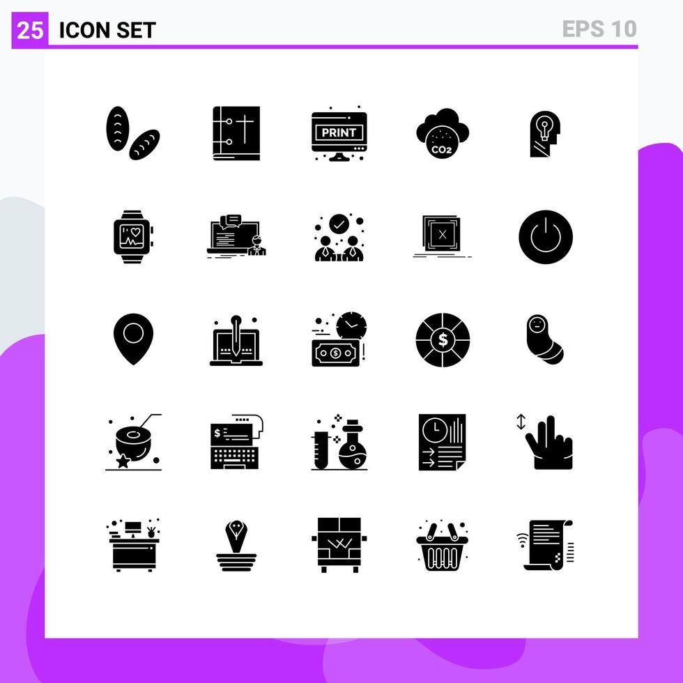 25 Creative Icons Modern Signs and Symbols of business co computer sheet carbone dioxide screen page Editable Vector Design Elements