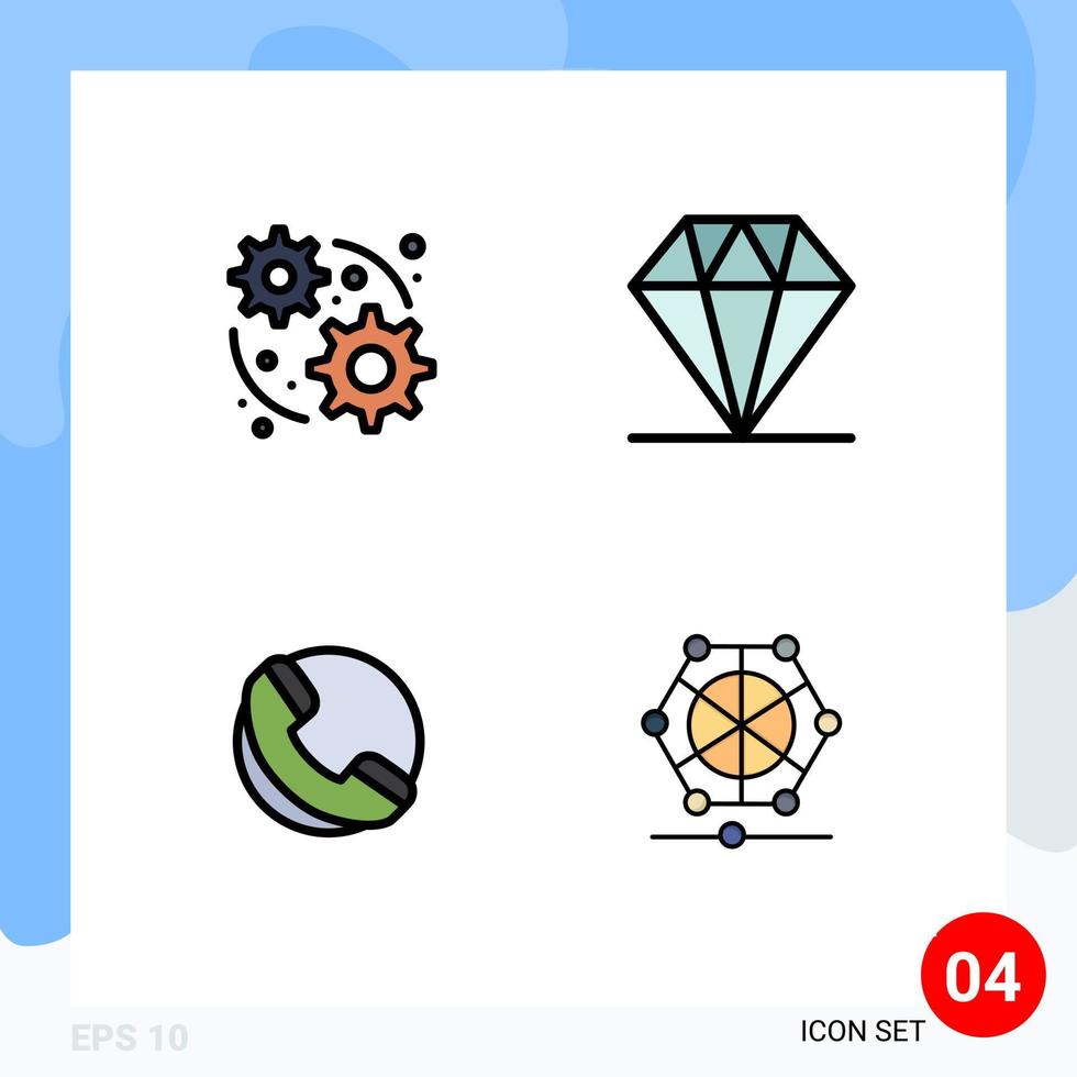 Set of 4 Modern UI Icons Symbols Signs for development machine care ecommerce language Editable Vector Design Elements