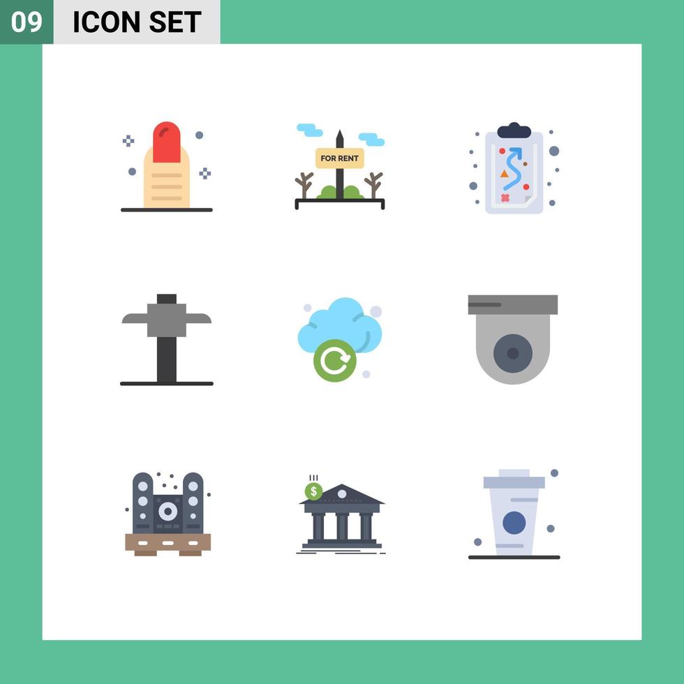 9 Creative Icons Modern Signs and Symbols of camera storage path refresh pick Editable Vector Design Elements