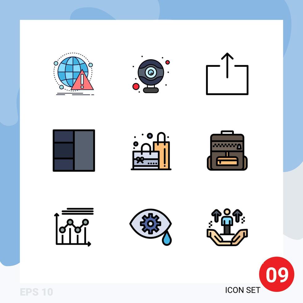 Stock Vector Icon Pack of 9 Line Signs and Symbols for education shopping arrow plain wireframe Editable Vector Design Elements