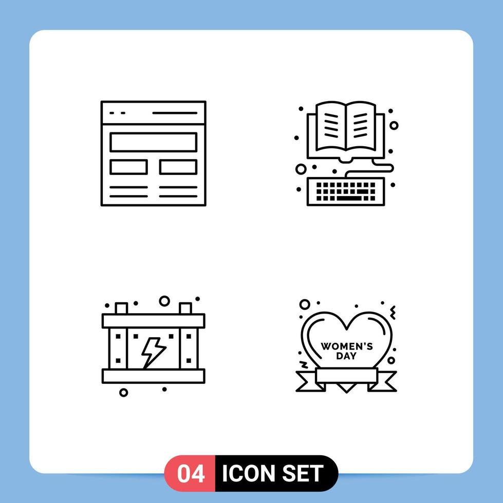 4 Universal Filledline Flat Colors Set for Web and Mobile Applications communication online interface ebook energy Editable Vector Design Elements