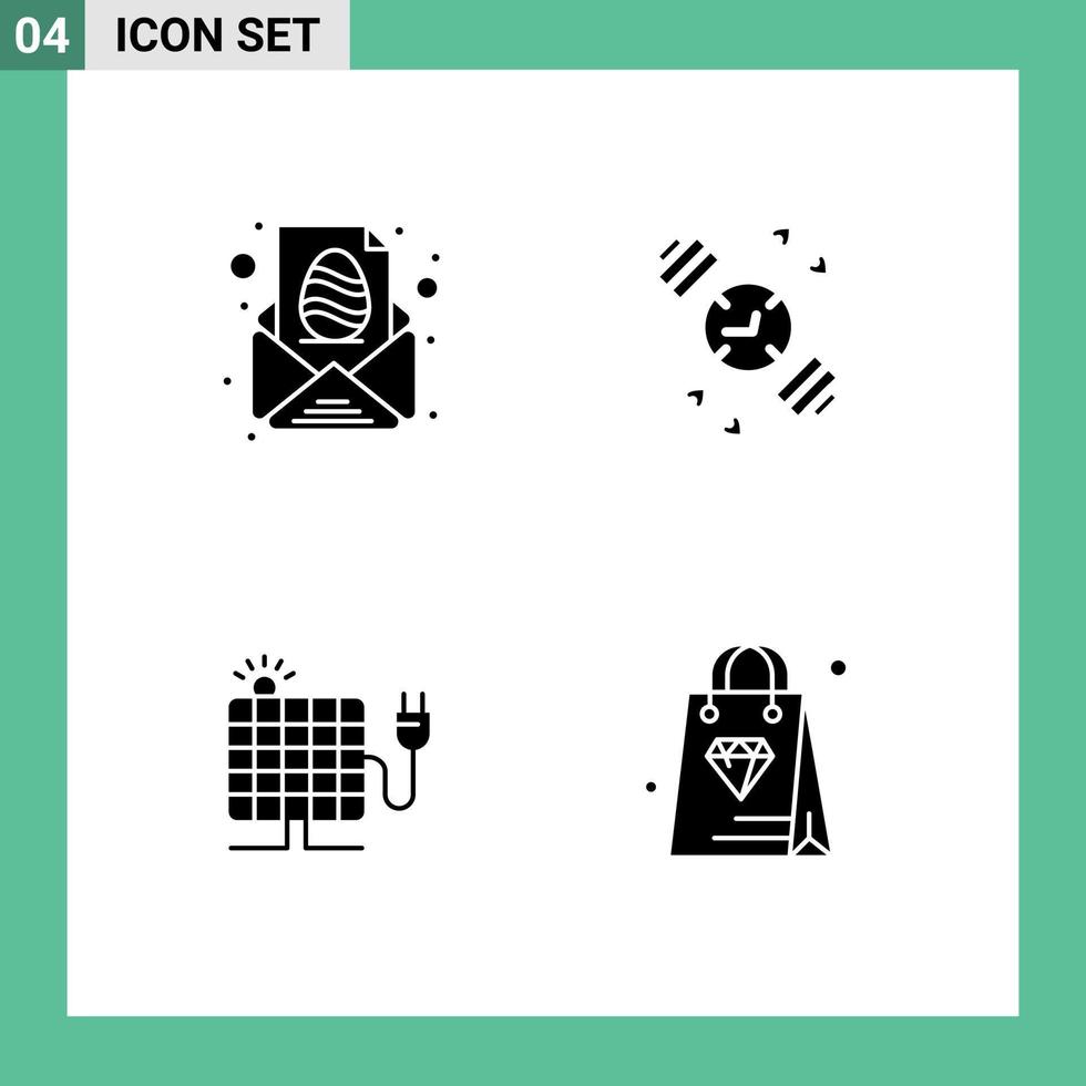 paquete de iconos de vector de stock de 4 signos y símbolos de línea para el mensaje solar de pascua enchufe de reloj de mano elementos de diseño de vector editables