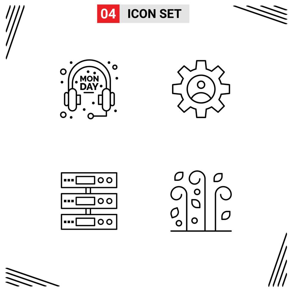 Mobile Interface Line Set of 4 Pictograms of ecommerce storage gear use files Editable Vector Design Elements