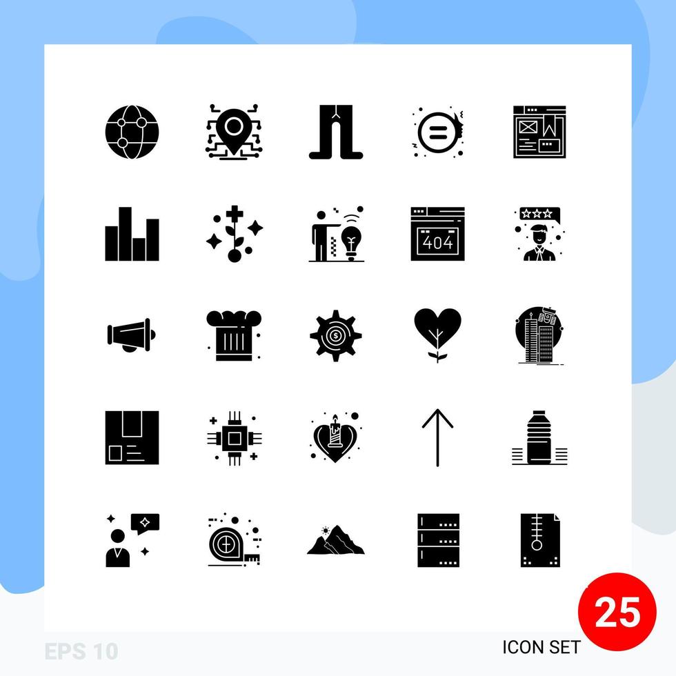 Modern Set of 25 Solid Glyphs Pictograph of design layout baby justice feminism Editable Vector Design Elements