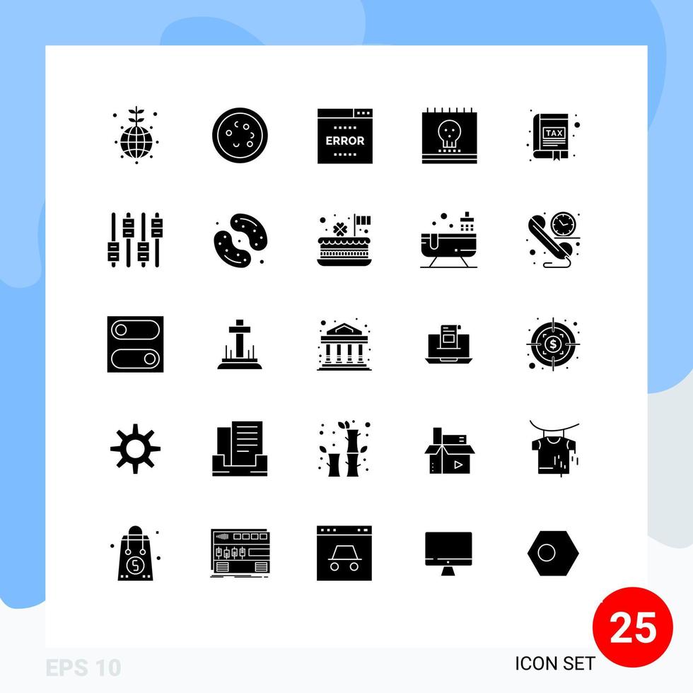 conjunto de 25 iconos de interfaz de usuario modernos símbolos signos para elementos de diseño de vector editables de página de calendario de microbio fantasma de vacaciones