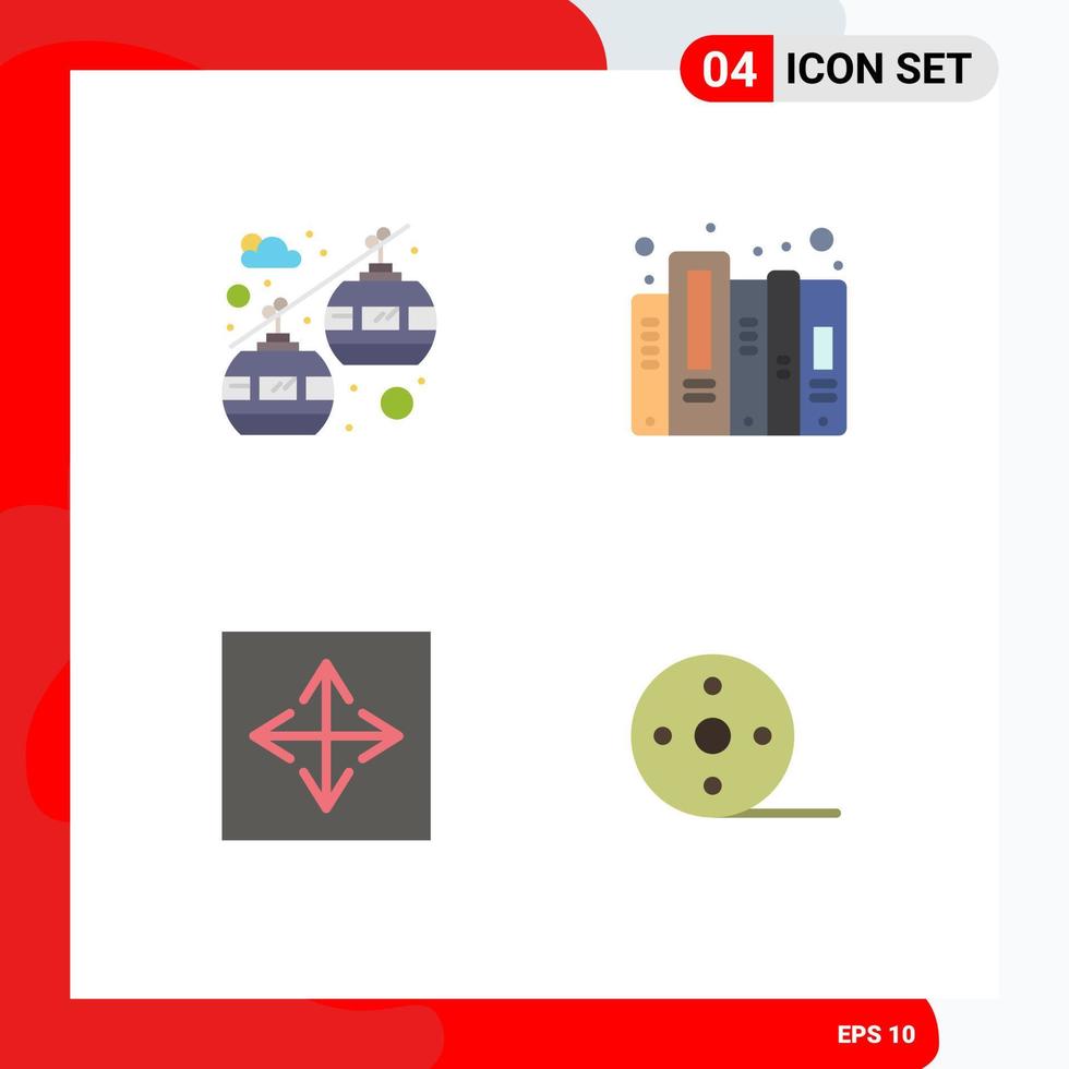 4 User Interface Flat Icon Pack of modern Signs and Symbols of cable car arrow history files interface Editable Vector Design Elements