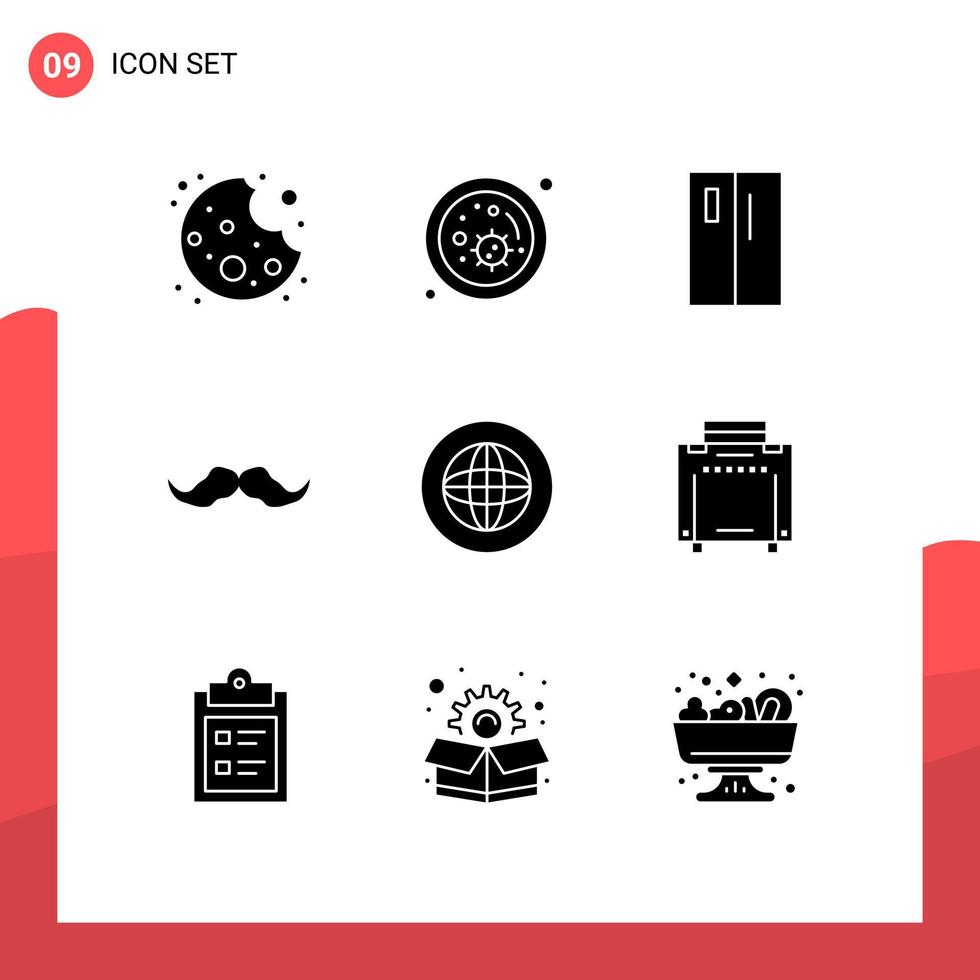 Stock Vector Icon Pack of 9 Line Signs and Symbols for center male by movember moustache Editable Vector Design Elements