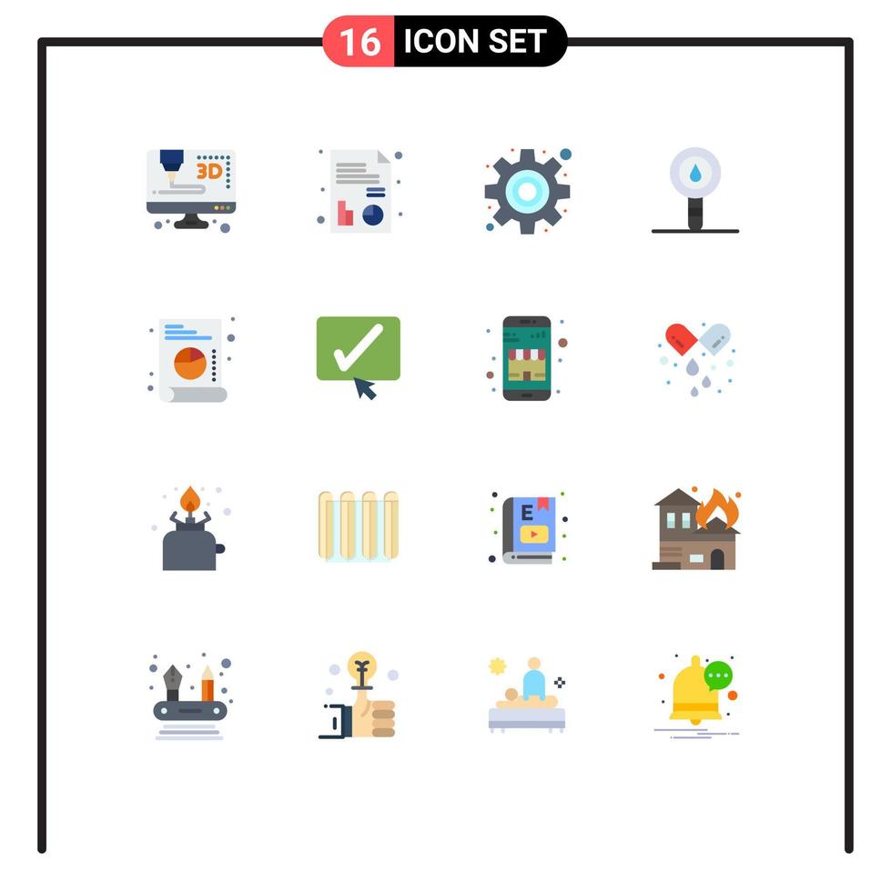 User Interface Pack of 16 Basic Flat Colors of black list biochemistry graph laboratory Editable Pack of Creative Vector Design Elements